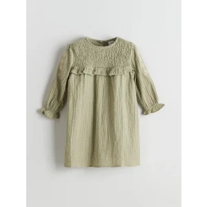 LCW Kids YEŞİL Bisiklet Yaka Kız Çocuk Müslin Elbise