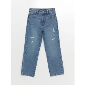 LCW Kids MAVİ Beli Ayarlanabilir Lastikli Kız Çocuk Jean Pantolon