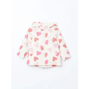 LCW baby EKRU Kapüşonlu Baskılı Kız Çocuk Yağmurluk