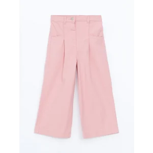 LCW Kids PEMBE Beli Lastikli Gabardin Kız Çocuk Pantolon