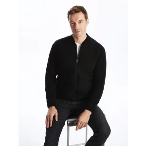 LCWAIKIKI Classic SİYAH Standart Kalıp Kolej Yaka Erkek Triko Mont