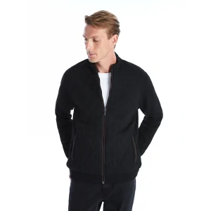 LCWAIKIKI Classic SİYAH Standart Kalıp Dik Yaka Erkek Triko Mont