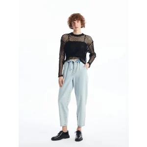 LCW Jeans İNDİGO Beli Lastikli Mom Fit Kadın Jean Pantolon