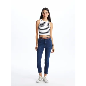 LCW Jeans İNDİGO Beli Kemerli Jüpiter Süper Skinny Fit Kadın Jean Pantolon