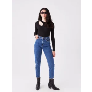 LCW Jeans İNDİGO Yüksek Bel Mom Fit Kadın Jean Pantolon
