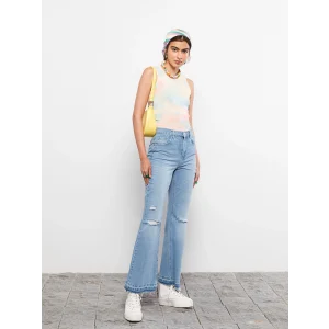 LCW Jeans İNDİGO Yüksek Bel Mars Flare Kadın Jean Pantolon