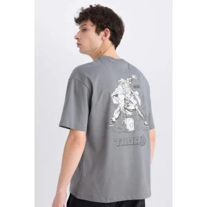 Defacto D6779 Gri Marvel Boxy Fit Bisiklet Yaka Sırt Baskılı Kısa Kollu Tişört