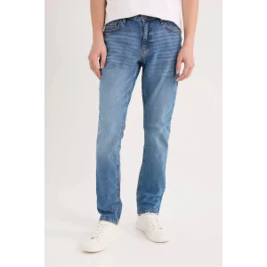 Defacto B8418 Mavi Pedro Slim Fit Dar Kalıp Normal Bel Dar Paça Jean Pantolon