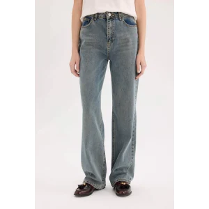 Defacto D6617 Mavi 90s Wide Leg Yüksek Bel Uzun Jean Yıkamalı Pantolon