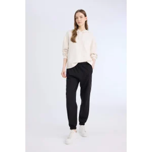 Defacto E5976 Siyah Siyah Jogger Eşofman Altı Cepli Esnek Belli Bağcıklı Dar Paça Uzun Boy