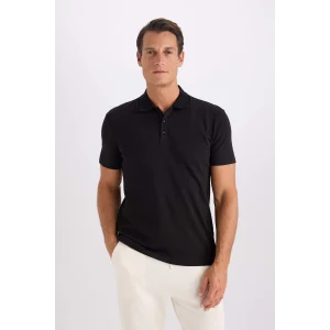 Defacto M6609 Siyah Slim Fit Dar Kesim Basic Düz Kısa Kollu Polo Tişört