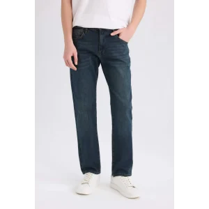 Defacto E5393 İndigo Sergio Regular Fit Normal Bel Boru Paça Jean Pantolon