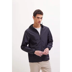 Defacto C5821 Siyah Su İtici Çift Taraflı Slim Fit Dar Kesim Kapüşonlu Fermuarlı Mevsimlik Baharlık Mont