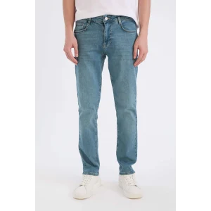 Defacto E3366 Yeşil Pedro Slim Fit Dar Kalıp Normal Bel Dar Paça Jean Pantolon