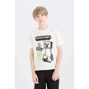 Defacto E3096 Beyaz Erkek Çocuk Bisiklet Yaka Kısa Kollu Tişört