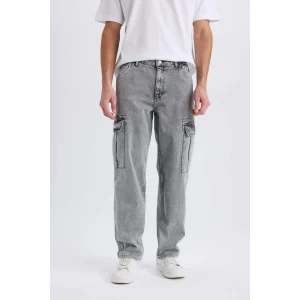 Defacto D7263 Gri Relax Fit Rahat Kesim Kargo Cepli Geniş Paça Jean Pantolon
