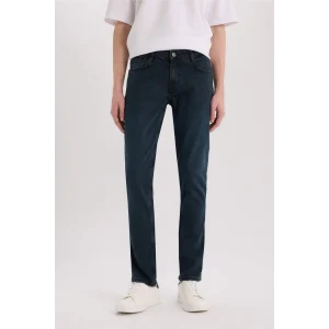 Defacto R8791 İndigo Pedro Slim Fit Dar Kalıp Normal Bel Dar Paça Jean Pantolon