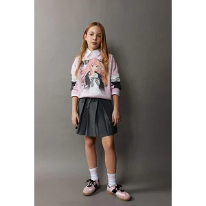 Defacto D9341 Gri Kız Çocuk Pileli Etek