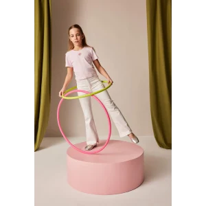 Defacto D7099 Beyaz Kız Çocuk Flare Fit İspanyol Paça Pamuklu Jean Pantolon