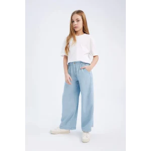 Defacto D7103 Mavi Kız Çocuk Wide Leg Geniş Bol Paça Jean Pantolon