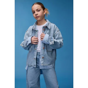 Defacto D9699 Mavi Kız Çocuk Pamuklu Jean Ceket