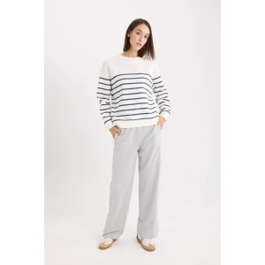 Defacto E6350 Gri Straight Fit Cepli Esnek Belli Eşofman Altı