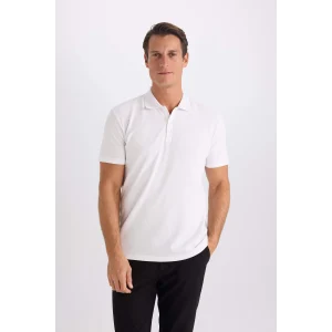 Defacto M6609 Beyaz Slim Fit Dar Kesim Basic Düz Kısa Kollu Polo Tişört