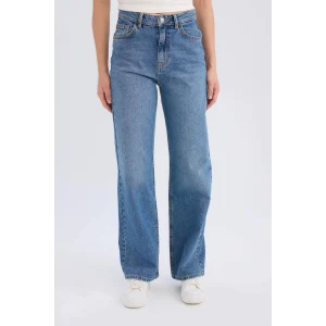 Defacto D7952 Mavi 90s Wide Leg Yüksek Bel Geniş Paça Uzun Jean Kar Yıkamalı Pantolon
