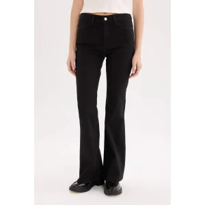 Defacto D6639 Siyah Mia Yüksek Bel Düz Paça Cepli Jean Pantolon