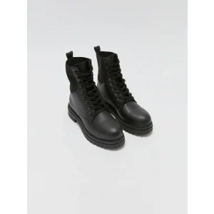 LC WAIKIKI SİYAH Deri Görünümlü Bağcıklı Kadın Bot