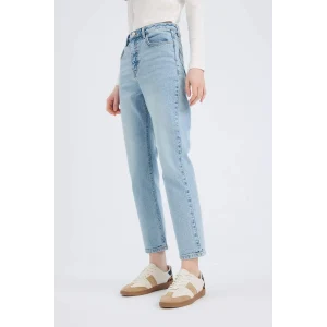 Defacto D7981 Mavi Mary Vintage Straight Fit Yüksek Bel Düz Paça Jean Kar Yıkamalı Pantolon