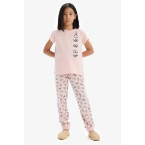 Defacto E2226 Pembe Kız Çocuk Looney Tunes Pijama Takımı Kısa Kollu Üst Beli Lastikli Uzun Alt