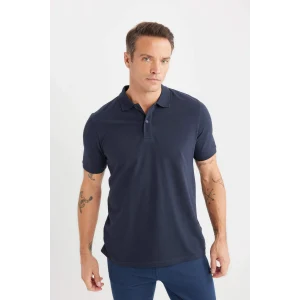 Defacto C1293 Lacivert Regular Fit Kısa Kollu Basic Düz Pike Polo Tişört