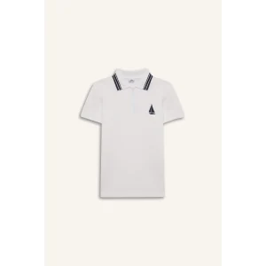 Defacto D8091 Beyaz Erkek Çocuk Nakışlı Pike Kısa Kollu Polo Tişört