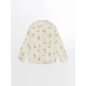 LCW Kids BEJ Hakim Yaka Baskılı Erkek Çocuk Gömlek