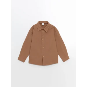 LCW Kids KAHVERENGİ Basic Uzun Kollu Erkek Çocuk Gömlek