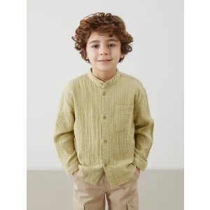 LCW Kids HAKİ Hakim Yaka Basic Erkek Çocuk Gömlek