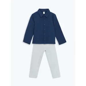 LCW Kids İNDİGO Basic Erkek Çocuk Gömlek ve Pantolon 2li