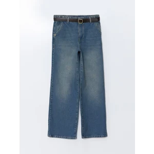 LCW Jeans İNDİGO Beli Kemerli Wideleg Kadın Jean Pantolon