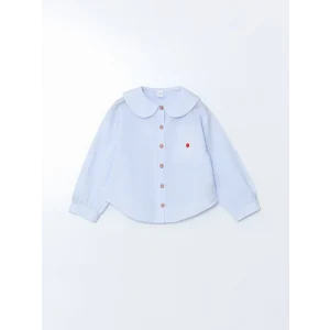 LCW Kids MAVİ Bebe Yaka Çizgili Kız Çocuk Gömlek