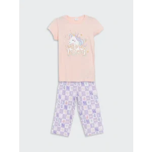 LCW Kids PEMBE Bisiklet Yaka Kız Çocuk Pijama Takım