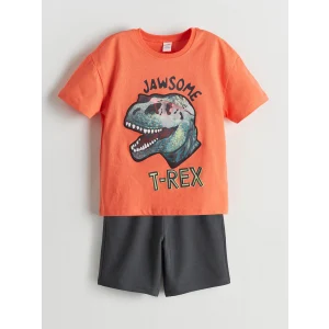 LCW Kids MERCAN Dinazor Baskılı Erkek Çocuk Tişört ve Şort 2li