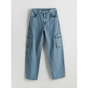 LCW Kids İNDİGO Beli Ayarlanabilir Lastikli Erkek Çocuk Kargo Jean Pantolon