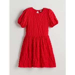 LCW Kids KIRMIZI Bisiklet Yaka Kız Çocuk Elbise