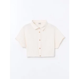 LCW Kids EKRU Dokulu Kız Çocuk Crop Gömlek