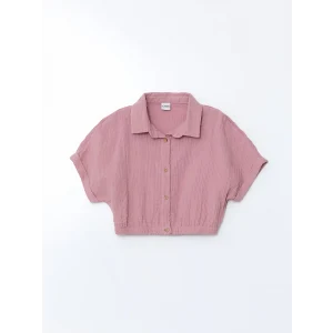 LCW Kids LİLA Dokulu Kız Çocuk Crop Gömlek