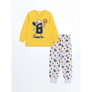 LCW Kids SARI Bisiklet Yaka Erkek Çocuk Pijama Takımı