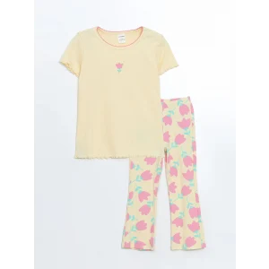 LCW Kids SARI Fırfırlı Kız Bebek Tişört ve Tayt 2li