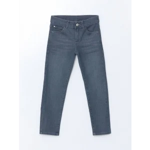 LCW Kids GRİ Beli Ayarlanabilir Lastikli Erkek Çocuk Jean Pantolon
