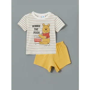 LCW baby BEJ Winnie the Pooh Baskılı Erkek Bebek Şortlu Pijama Takımı